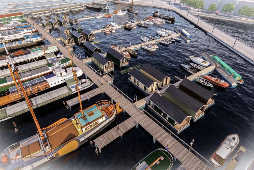 Drijvende waterlodges in Zaandam